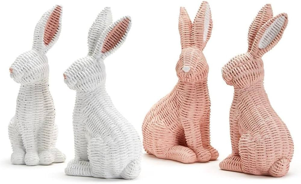 Two's Set of 4 Hello Easter Basket Weave Pattern Bunny Decor with Asst 2 Colors | Amazon (US)