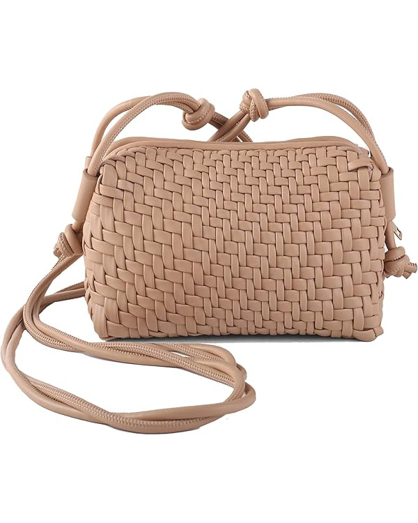 Woven Crossbody Bag for Women Small Vegan Leather Purse with Shoulder Strap | Amazon (US)
