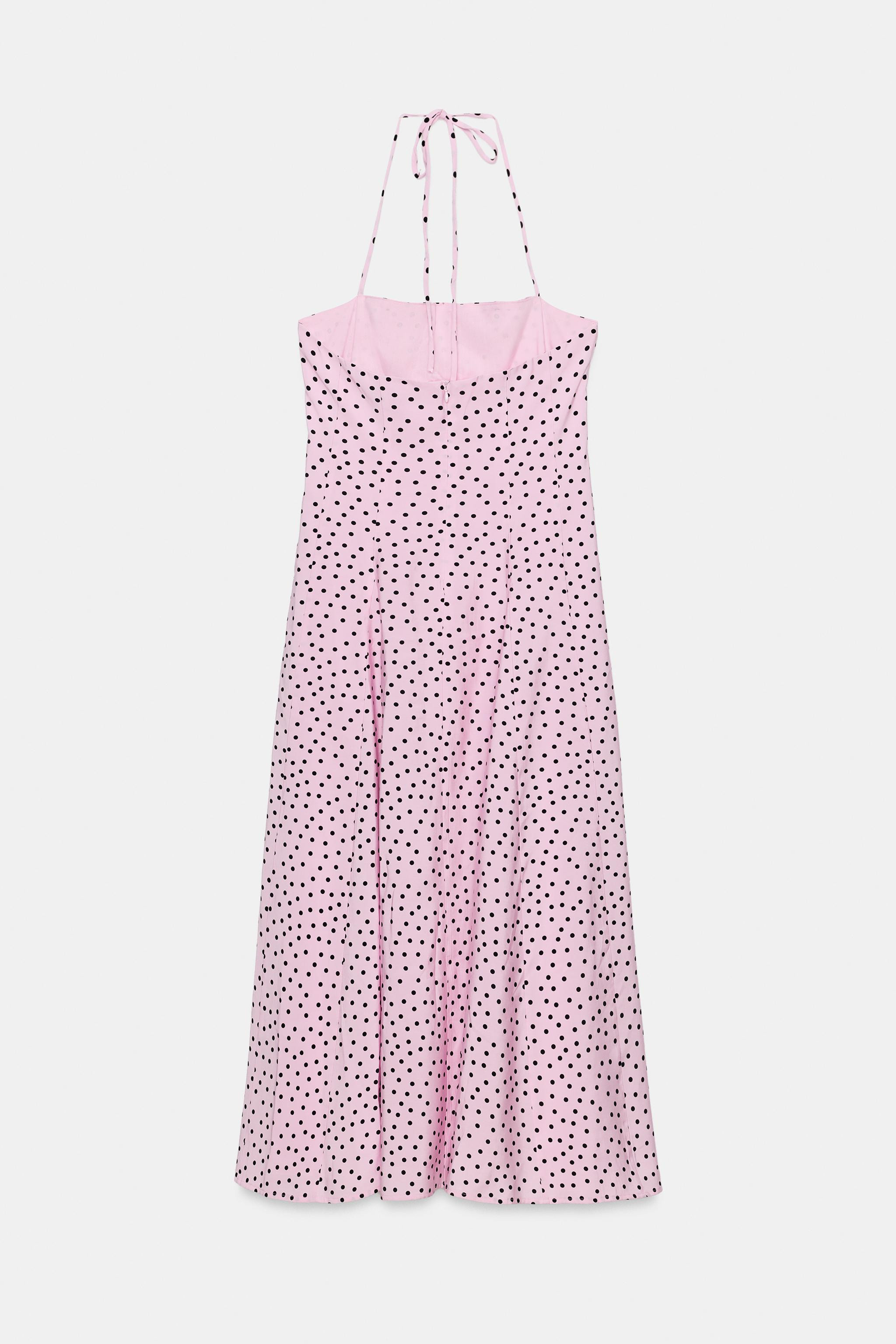 POLKA DOT VOLUME HALTER MIDI DRESS | Zara US