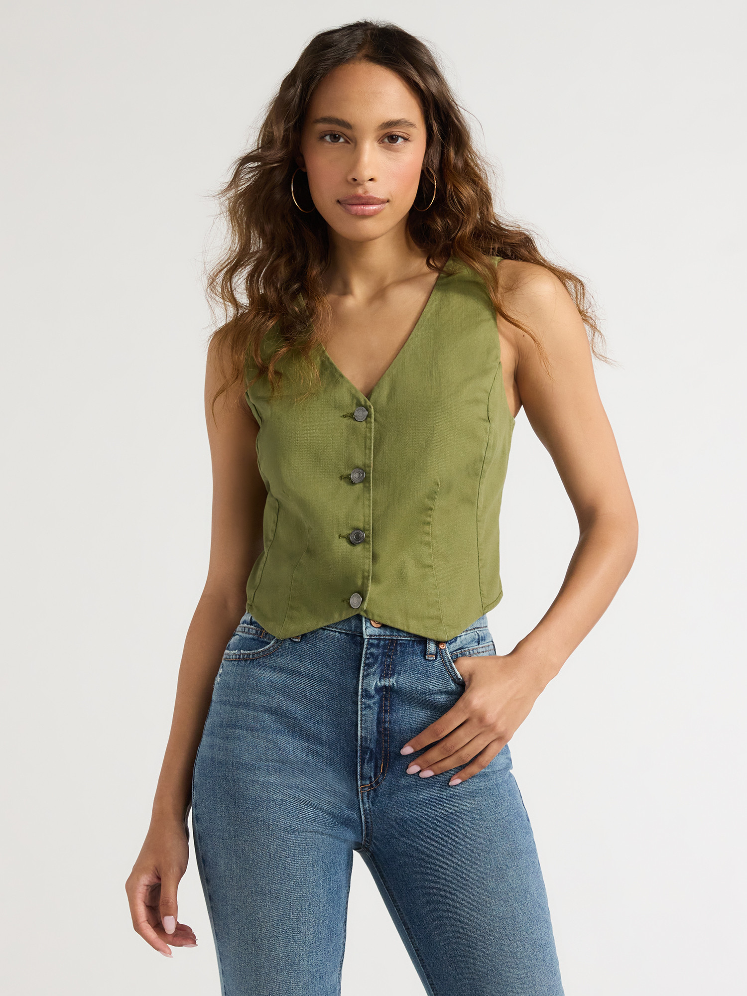 Sofia Jeans Women's Twill Vest, Sizes XS-XXXL - Walmart.com | Walmart (US)