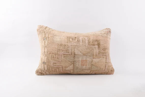 Neutral Pillow Turkish Carpet Pillow Textured Handwoven | Etsy | Etsy (US)