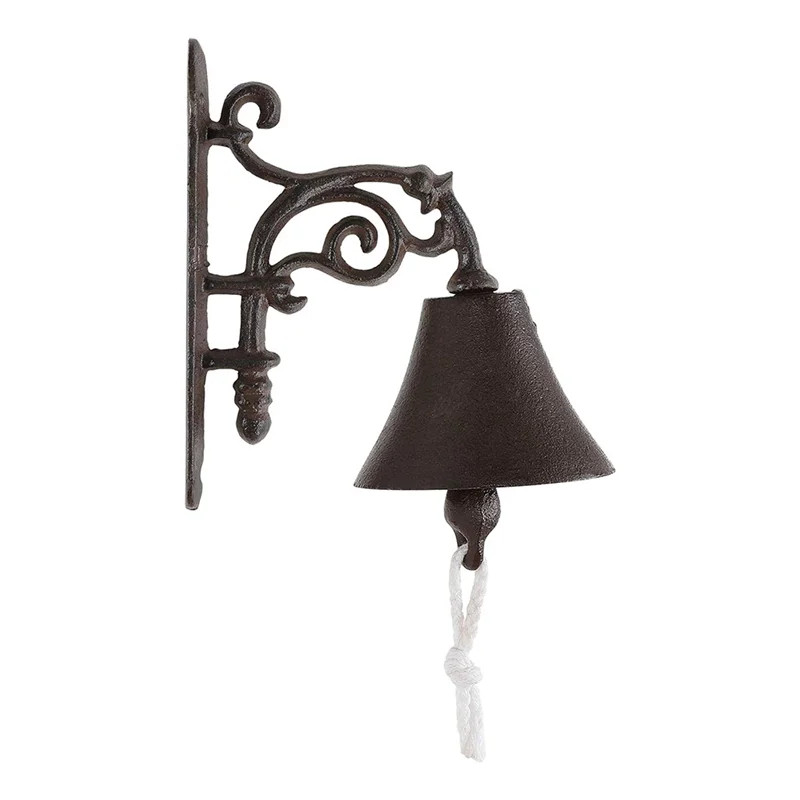 Outdoor Dinner Bell, Rustic Large Cast Iron Wall Mounted Metal Door Bell for Farm House Outside Decorative Accent Bells - Walmart.com | Walmart (US)