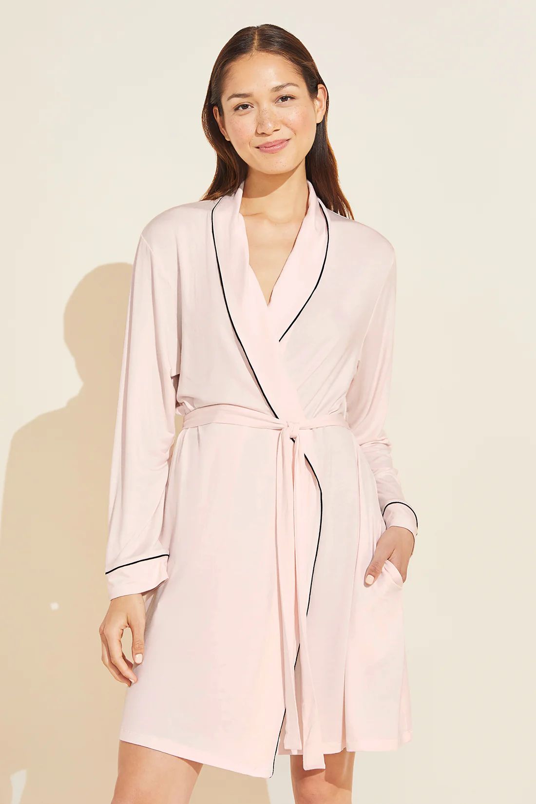 Gisele TENCEL™ Modal Robe - Sorbet Pink/Black | Eberjey