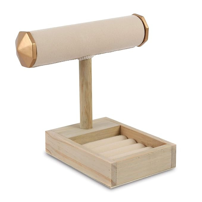 Ikee Design Jewelry Holder Table Top Necklace Holder & Wooden Jewelry Display with Ring Insert | Amazon (US)