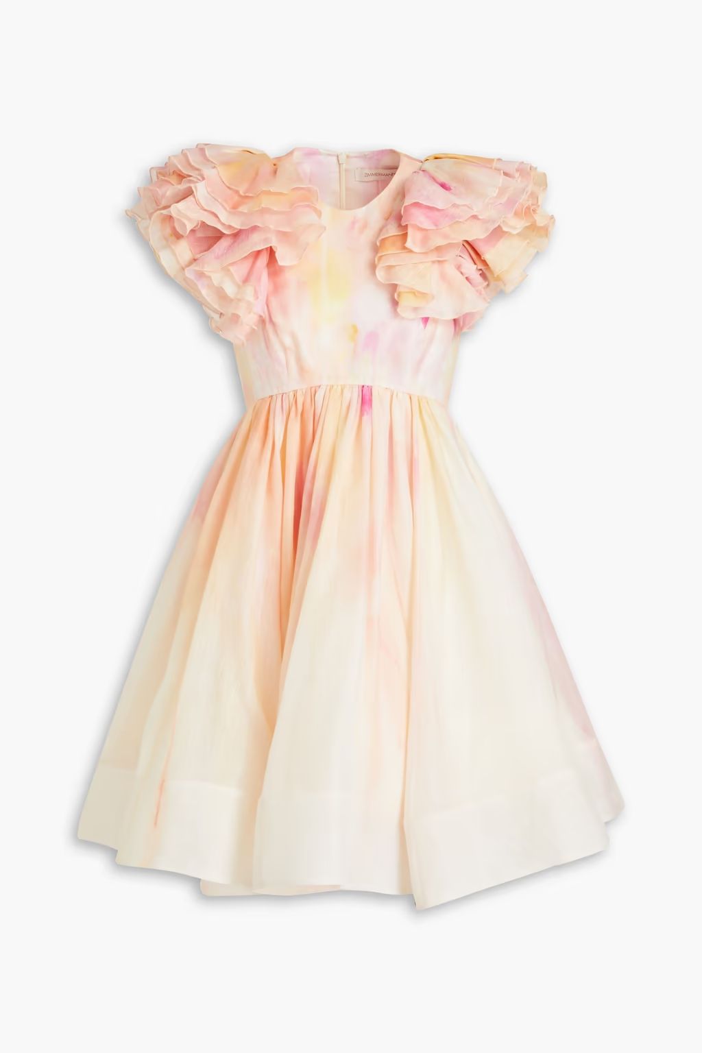Ruffled tie-dyed linen and silk-blend mini dress | The Outnet (US and CA)