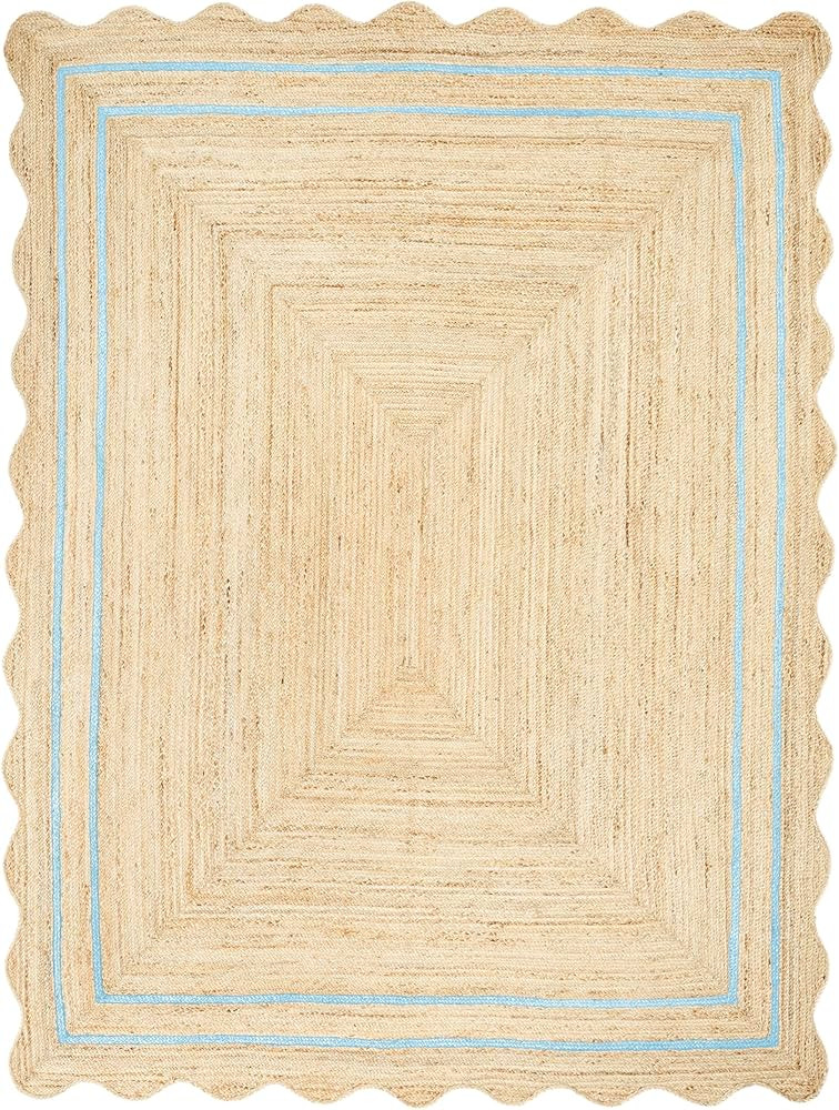 Wave Scalloped Jute Rug | Natural Fiber Area Rug | Boho Farmhouse Rug for Living Room, Bedroom, E... | Amazon (US)
