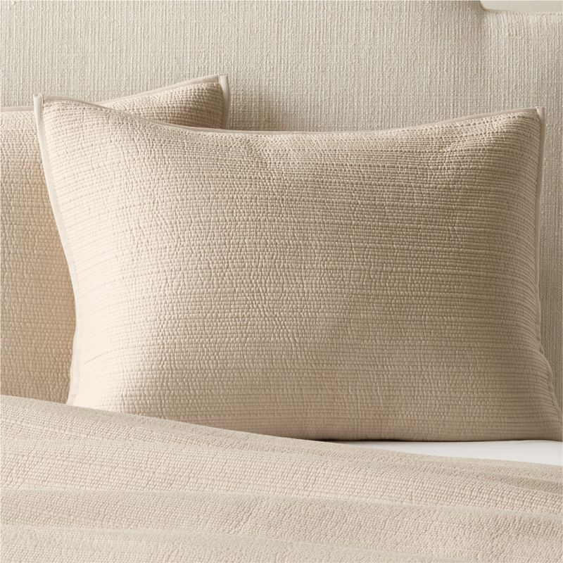 Demar Organic Cotton Sateen Light Taupe Standard Pillow Shams Set of 2 + Reviews | CB2 | CB2