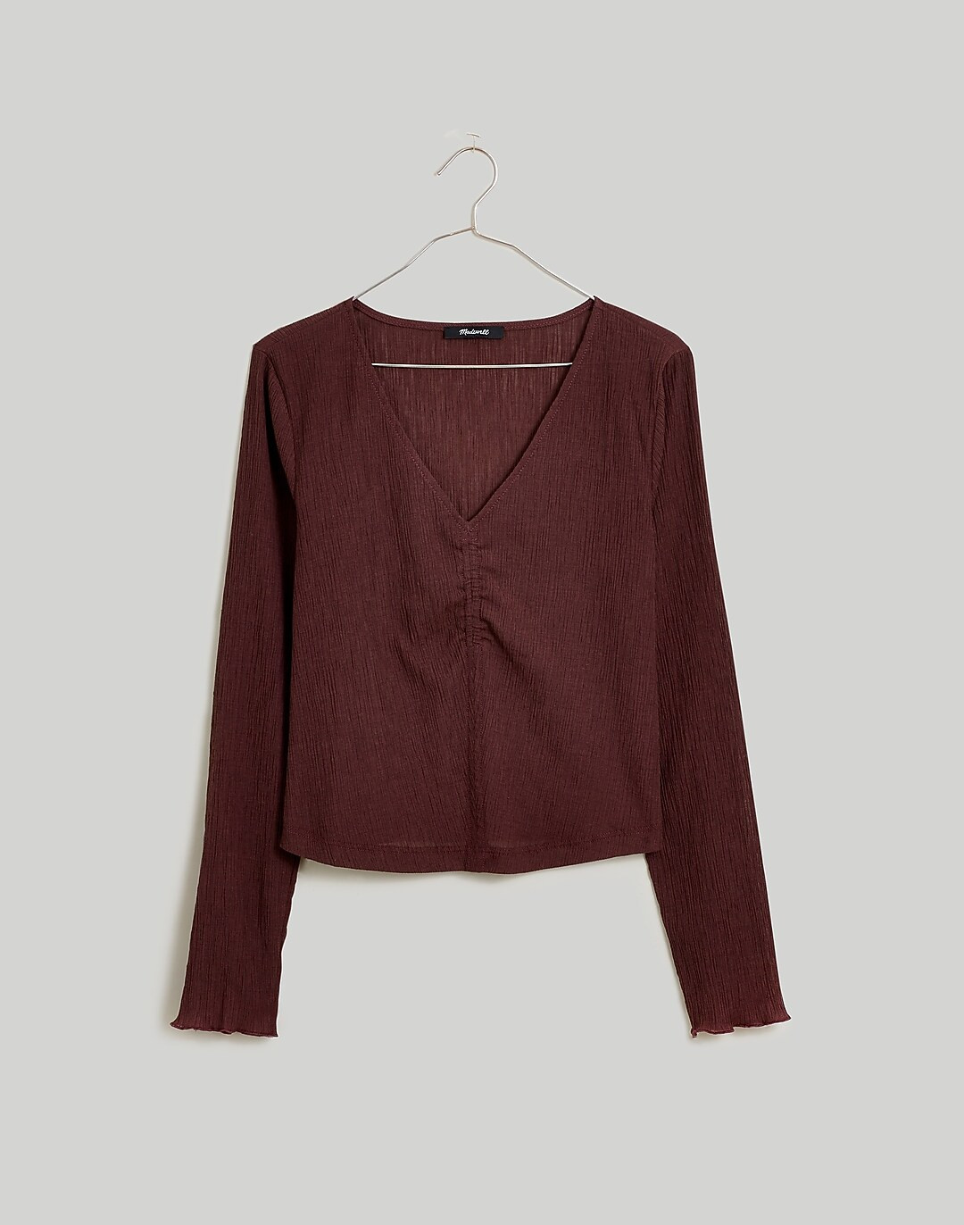Semi-Sheer Shirred V-Neck Top | Madewell