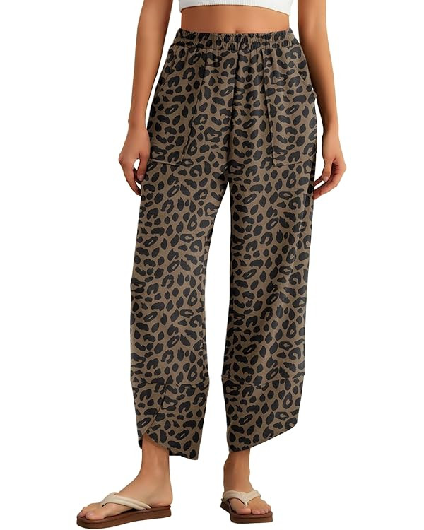 Feiersi Womens Baggy Wide Leg Pants Elastic Waisted Casual Palazzo Harem Pants Summer Beach Trous... | Amazon (US)