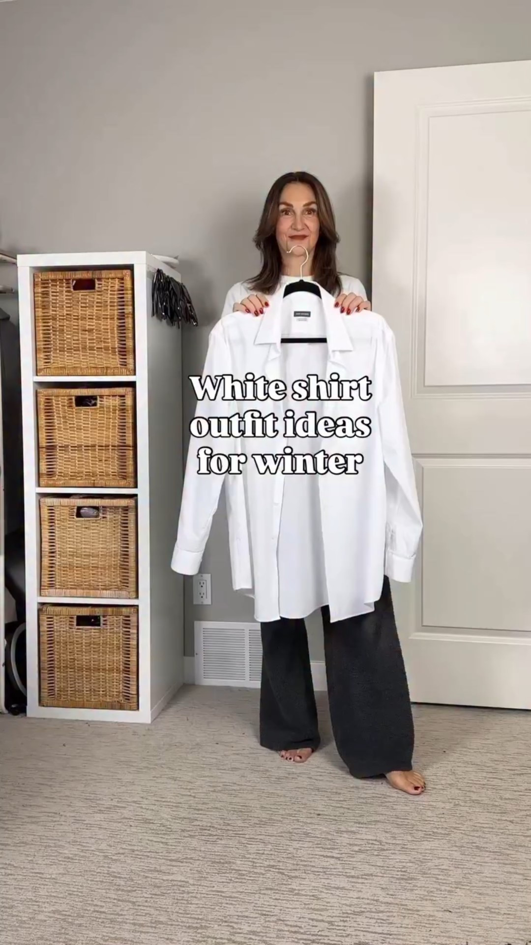 Winter outfit ideas for an oversized white button up shirt! My shirt is a men’s size 16” neck 32-33” sleeve. Best part it’s wrinkle resistant, I just hang it to dry after washing, no iron needed!
I’m 5’ 7” size 4ish wearing my usual size S in the silk pants, black skirt, brown trousers (31.5” inseam) and black pants and 27 in the jeans. Sequined skirt is old but I linked similar. 
I’m wearing my usual size in all the shoes and boots except the Adidas sneakers, go down 1/2 size in those 


#LTKootd #LTKFindsUnder100 #LTKOver40