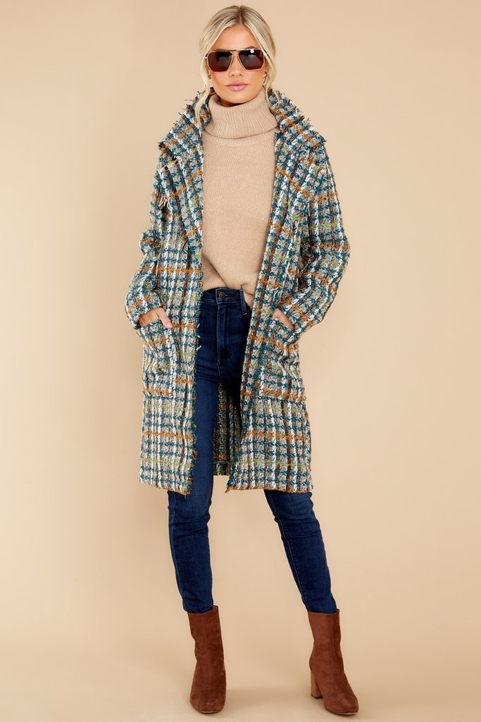 Every Enchantment Teal Multi Tweed Coat | Red Dress 