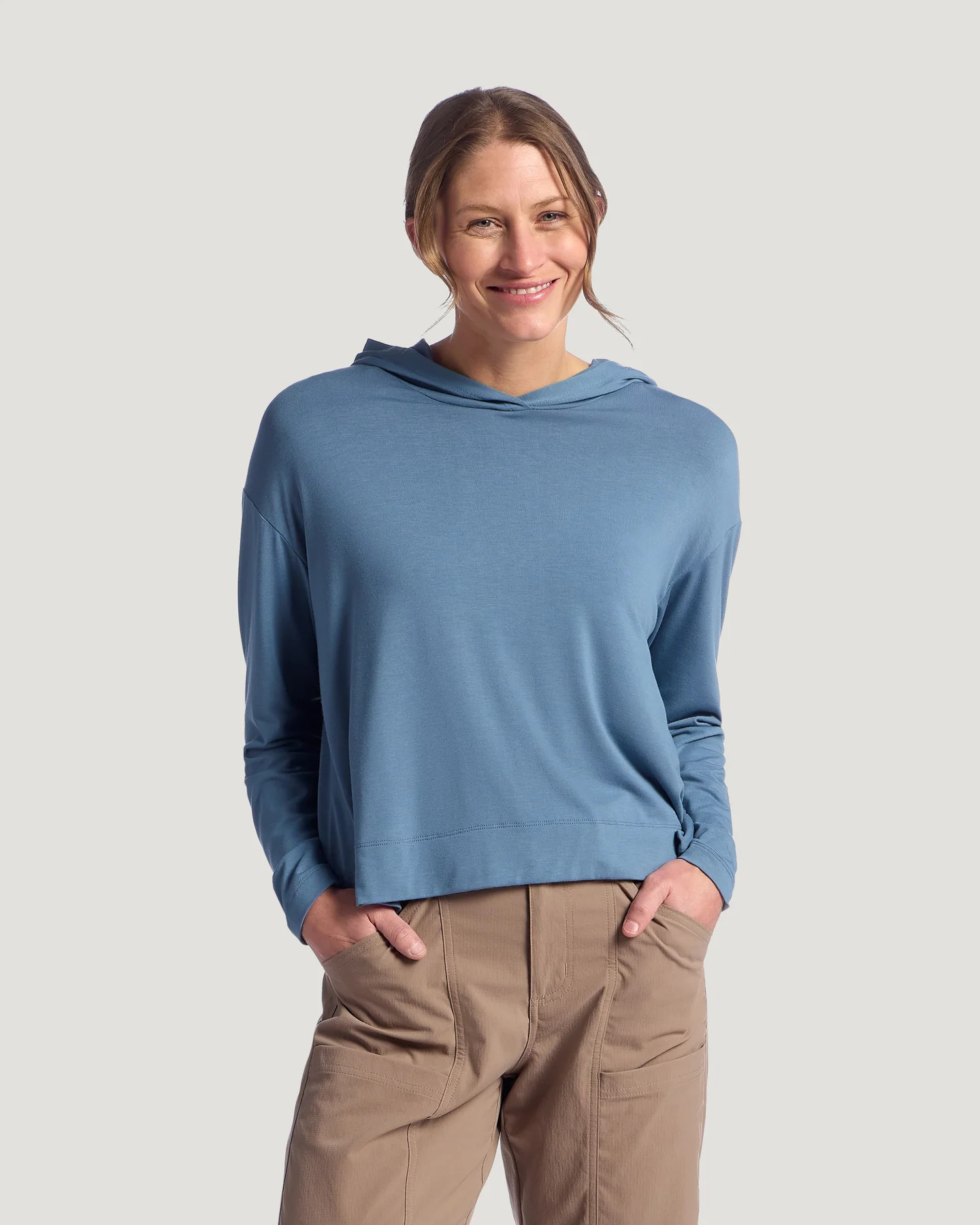 Women's Bamboo Shade Crossover Hoodie - Pacific Blue | Free Fly Apparel