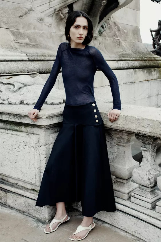 ZW COLLECTION PAPER BAG WAIST SKIRT WITH BUTTONS | Zara US