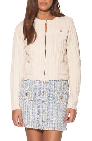 Walter Baker Giselle Cable Stitch Cardigan Sweater in Cream at Nordstrom Rack, Size X-Small | Nordstrom Rack