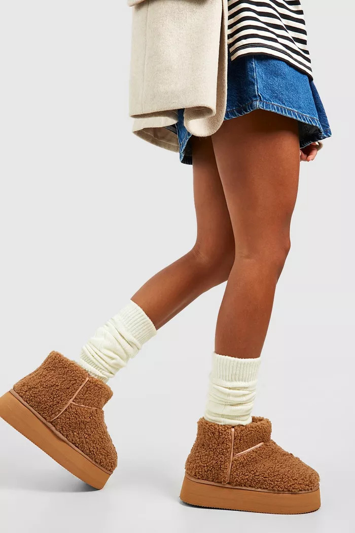 Borg Ultra Mini Platform Cozy Boots | boohoo (US & Canada)