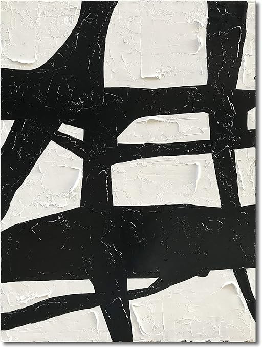 NANKAI Hand Painted Contemporary Minimalist Oil Painting - 40x28 Inch Black and White Abstract Ar... | Amazon (US)
