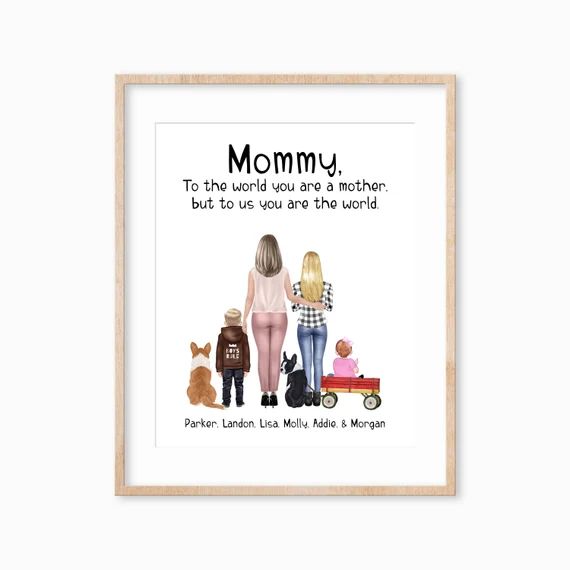 Personalized Mothers Day Print, Mother with Kids Portrait, Custom Family Portrait, Gift for New M... | Etsy (US)