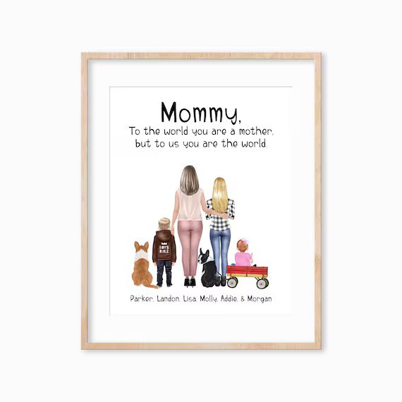 Personalized Mothers Day Print, Mother with Kids Portrait, Custom Family Portrait, Gift for New M... | Etsy (US)