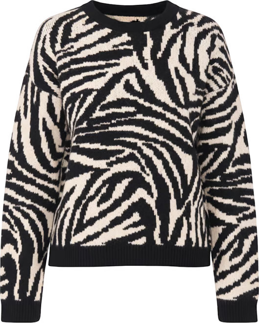 Women's Zebra Jacquard Long Sleeve Sweater | Macy's