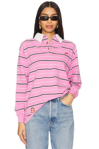 Damson Madder Remie Rugby Shirt in Pink Stripe from Revolve.com | Revolve Clothing (Global)