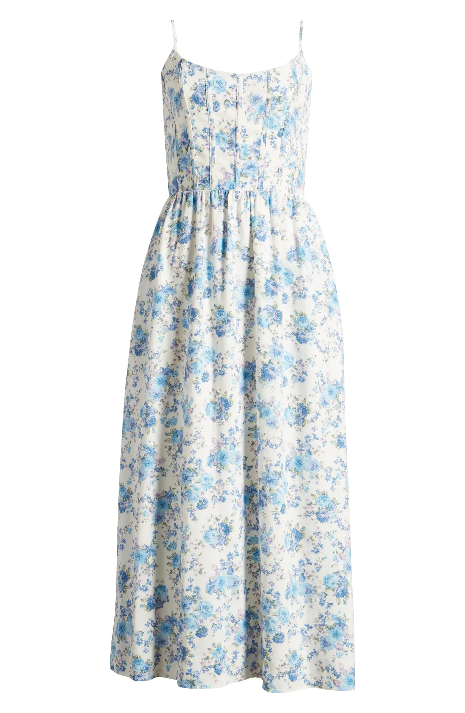 Cami Floral Corset Linen Blend Sundress | Nordstrom