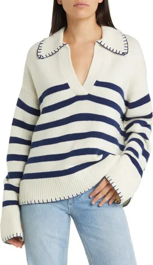 Stripe Wool & Cashmere Polo Sweater | Nordstrom