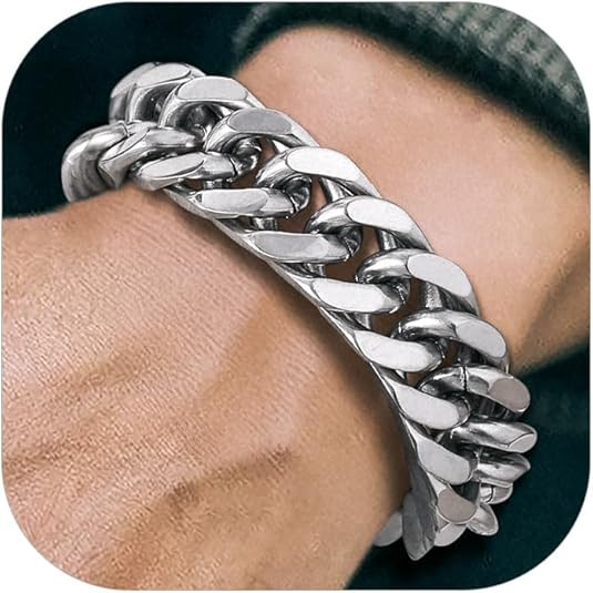 Richsteel Father's Day Bracelets for Men Cuban Link Chain Bracelets 8/12/17mm Width Stainless Ste... | Amazon (US)