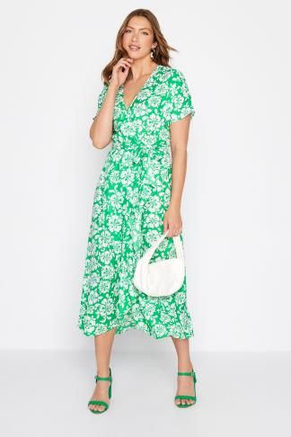 LTS Tall Green Floral Print Wrap Dress | Long Tall Sally