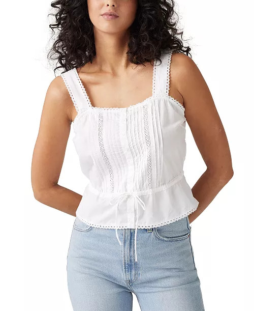Women's Brynnley Cotton Lace-Trim Blouse | Macy's