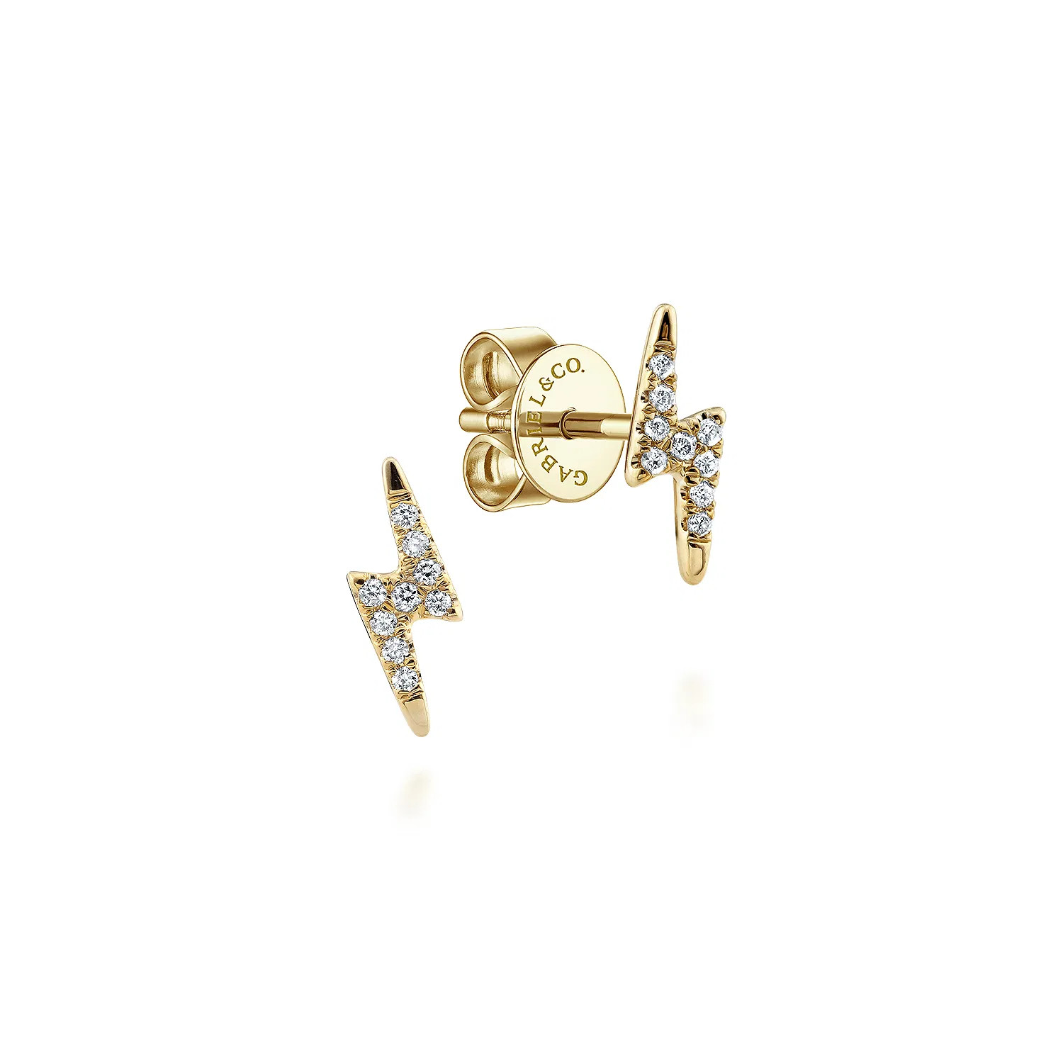 14K Yellow Gold Diamond Lightning Bolt Stud Earrings | Gabriel & Co. Fine Jewelry And Bridal