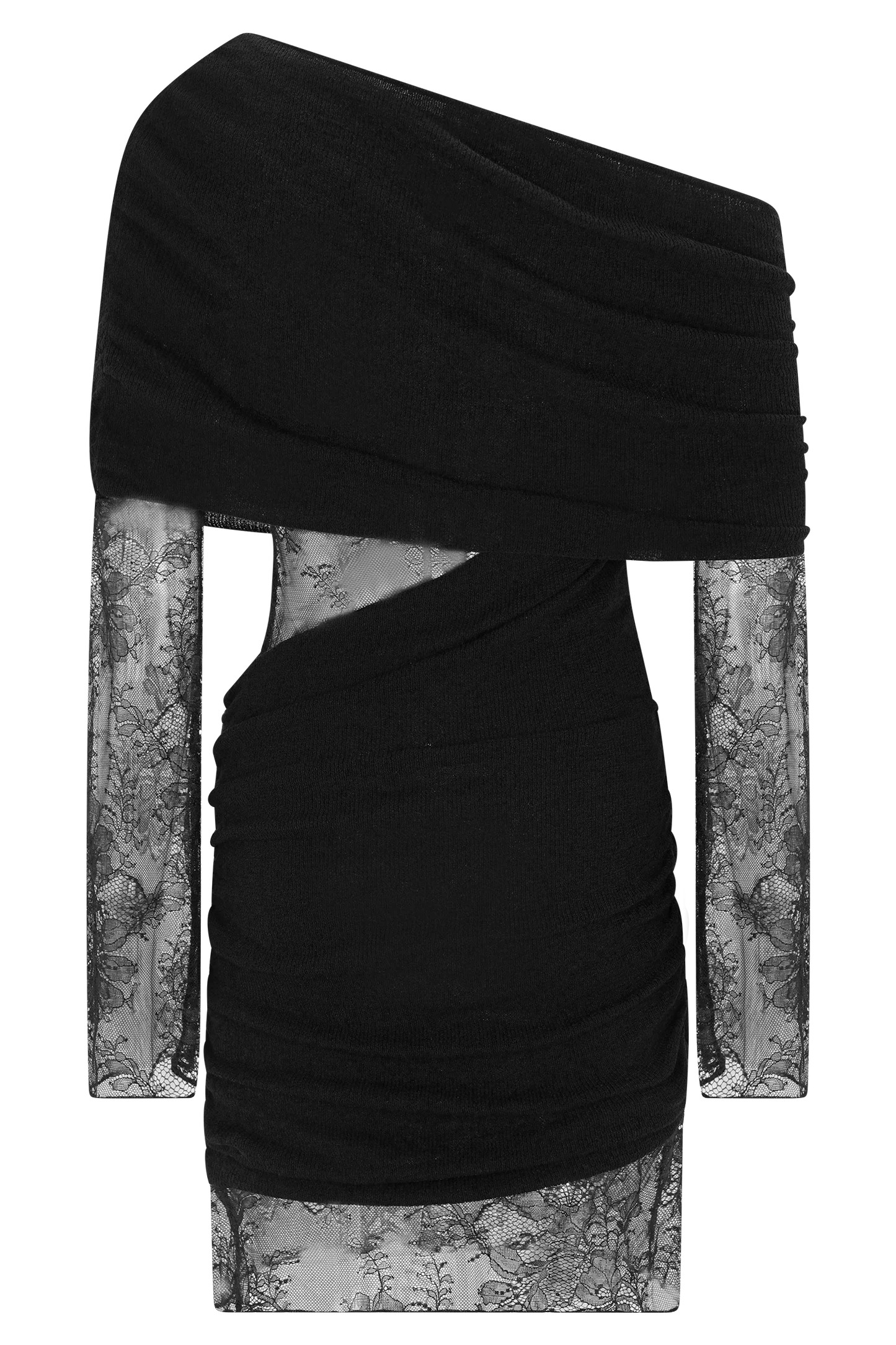 Lace Knit Mini Dress - Black | MESHKI US