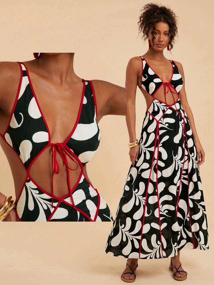 Travachic Women's Woven Allover Print Hollow Out Dress,Summer Outfits For Women,Beachwear,Spring And Summer,Easter,Beach Outfits For Woman,Spring Break,Vacation Outfits Women,Concert Outfit Women,BOHO,Bohemia,Music Festival,Tropical Vacation Woman Clothes,4th Of July Outfits,Holiday Outfits | SHEIN