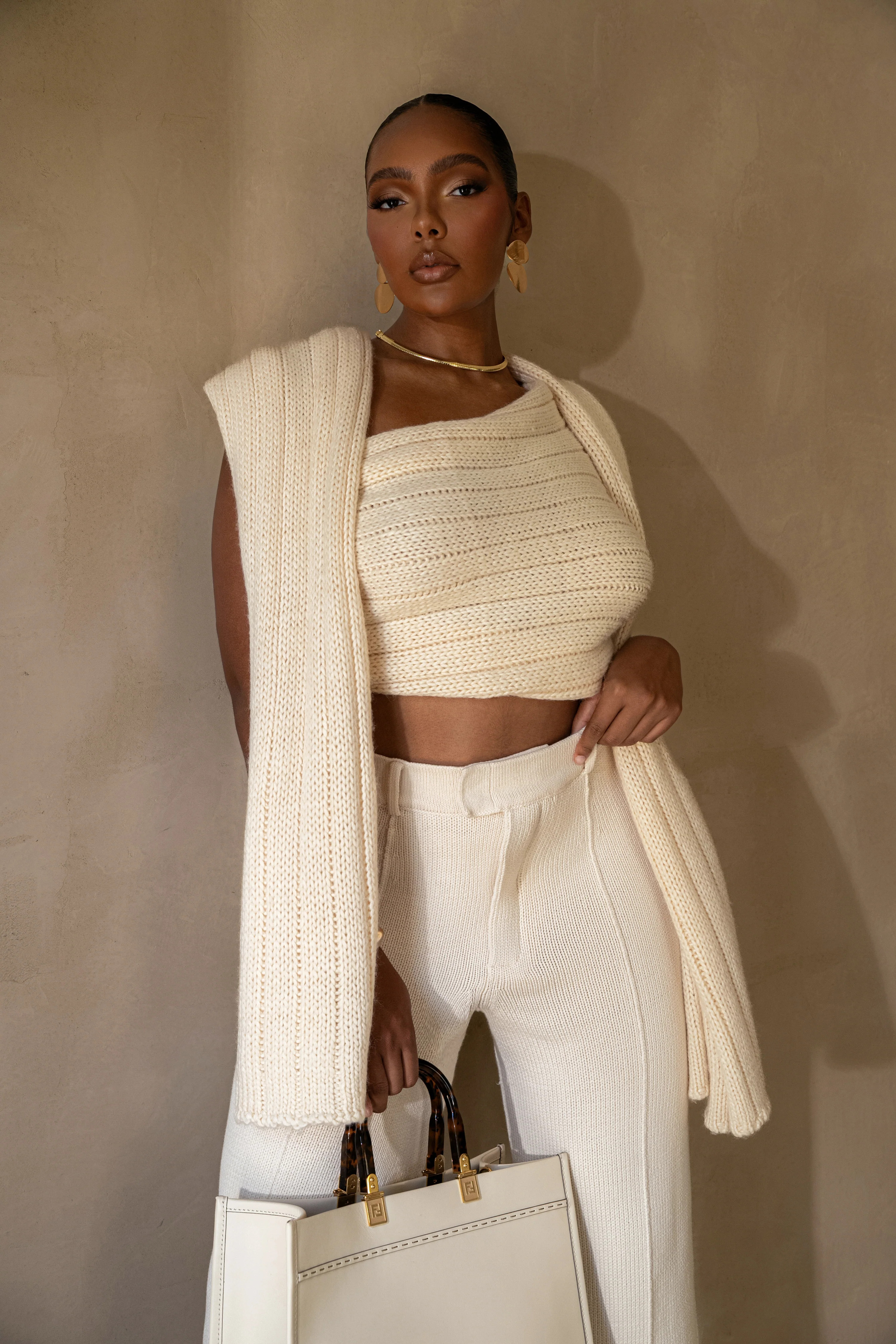 Ivory Soft Life Cable Knit Sweater Top | JLUXLABEL