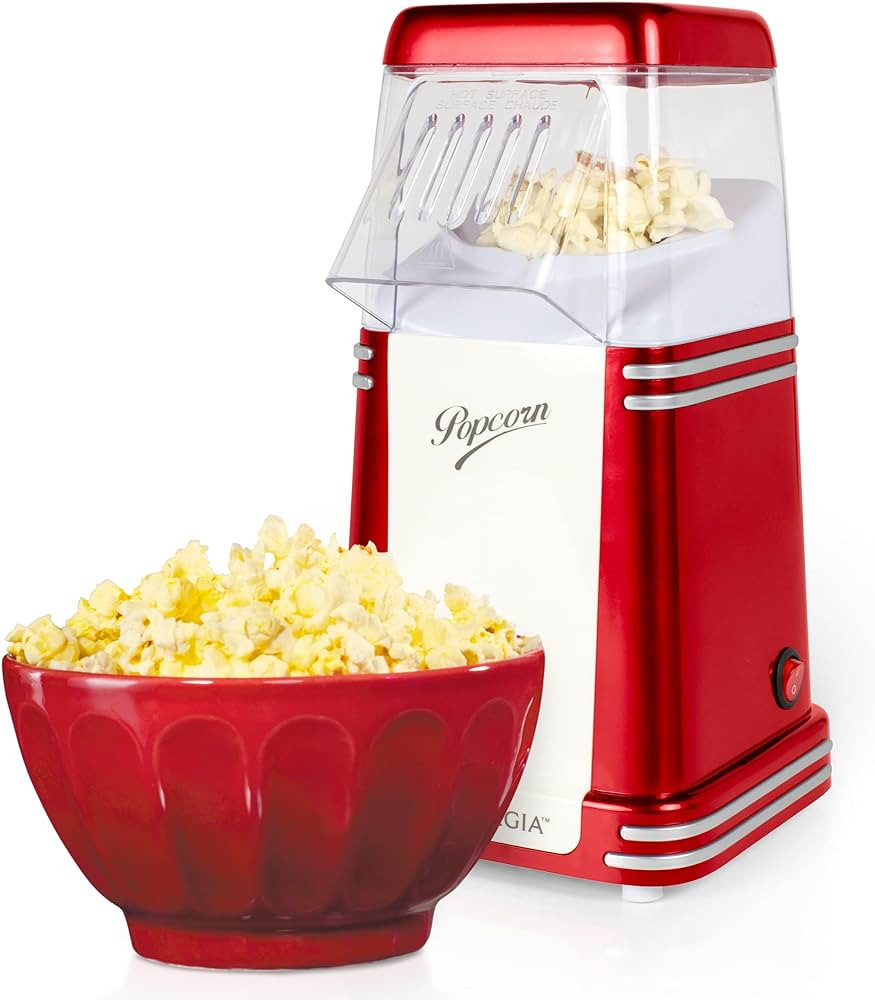 Nostalgia Hot-Air Electric Popcorn Maker, 8 Cups, Healthy Oil Free Popcorn with Measuring Scoop, ... | Amazon (US)