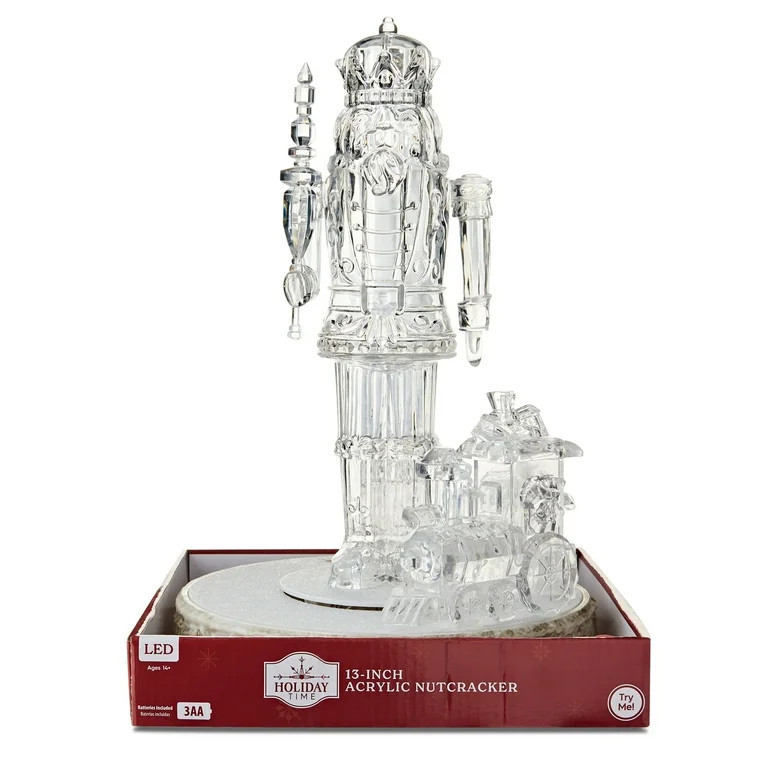 Light-Up Animated Acrylic Nutcracker Figurine Scene, Clear, 13", by Holiday Time | Walmart (US)