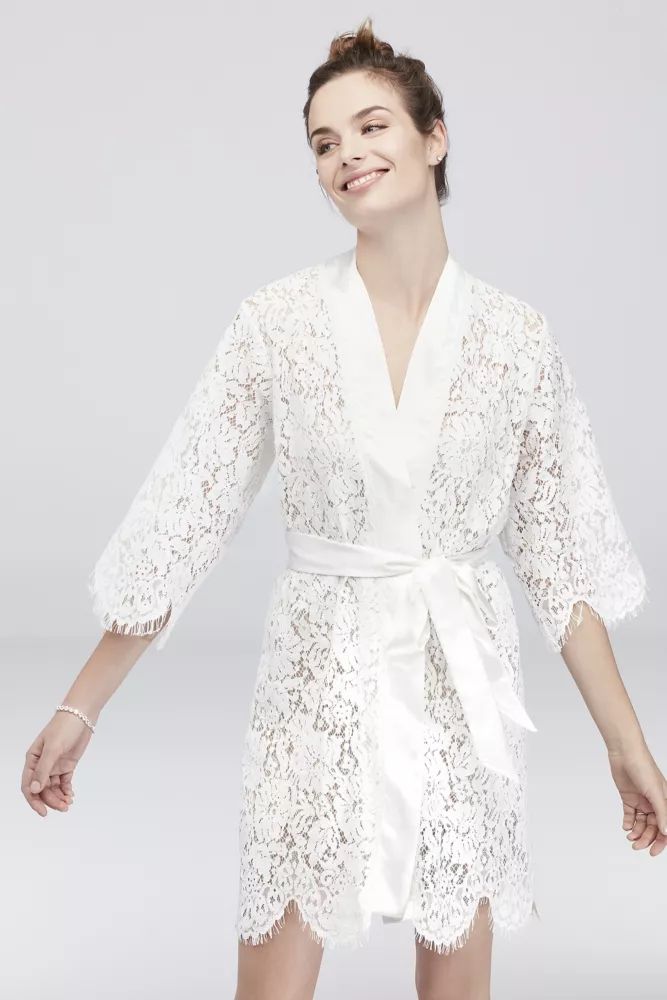 White Bridal Lace Robe Style 4715471808 | Davids Bridal