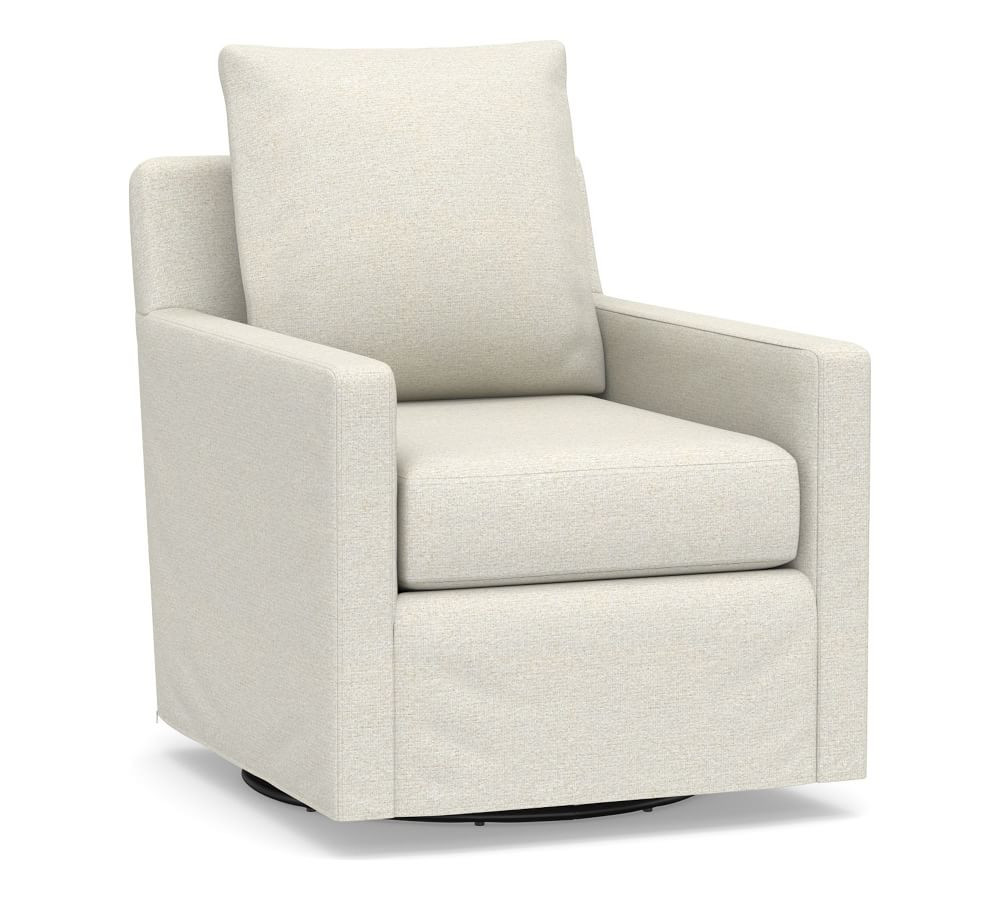 Ayden Square Arm Slipcovered Swivel Glider | Pottery Barn (US)
