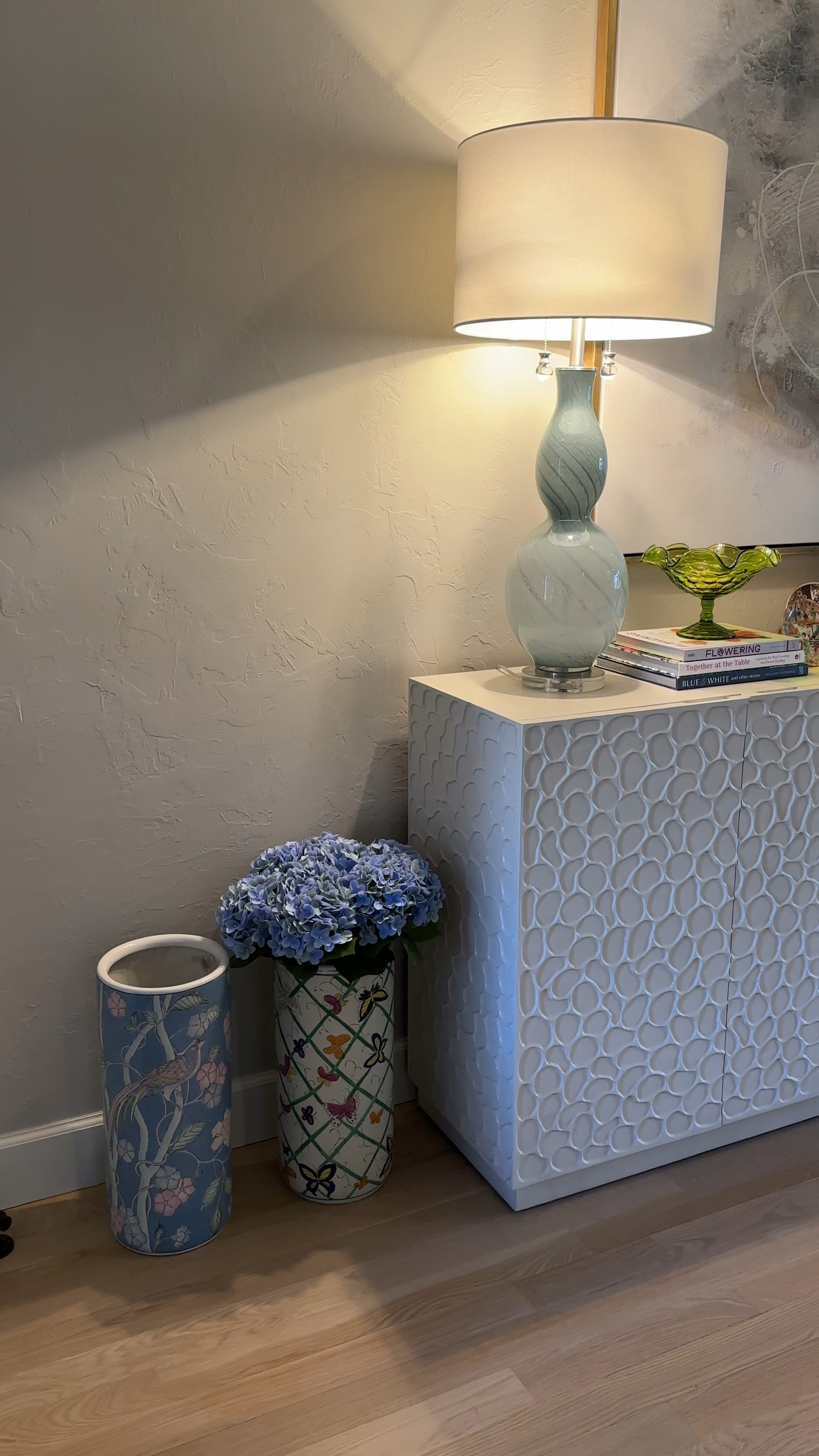 Stunning faux hydrangeas 
Chinoiserie style 
Grandmillennial
Home decor 
Umbrella stand 
@Monarch.and.Bloom 

#LTKStyleTip #LTKSeasonal #LTKHome