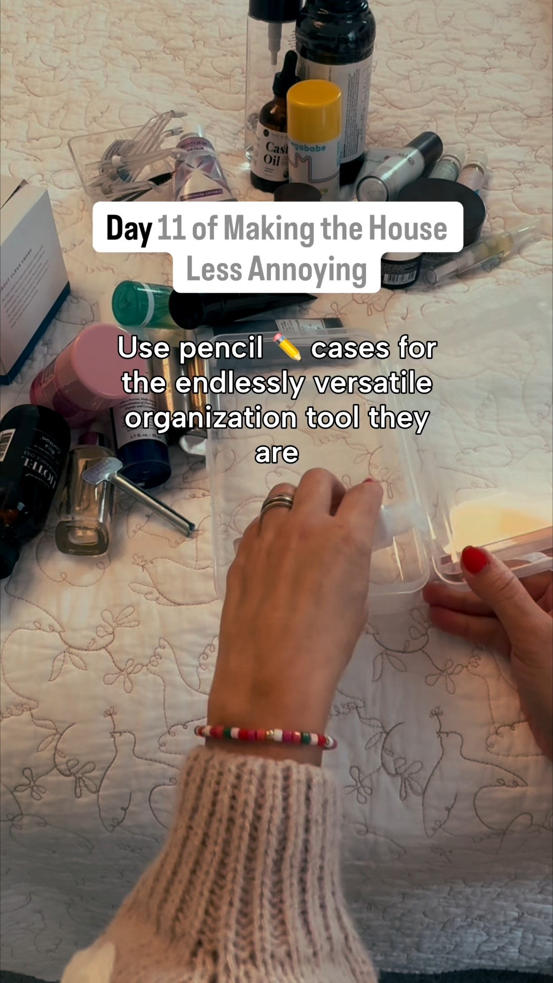 Pencil cases = the underrated MVP of organization.

We’re not just talking crayons. These little double section cases are my go-to for:

– tiny toy clutter
– seasonal or rotating skincare
– car first aid kits
– bandaids, ponytails, & feminine products on the go 

Yes, home organization really can be this simple 💛


#LTKselfcare #LTKmomlife #LTKHome