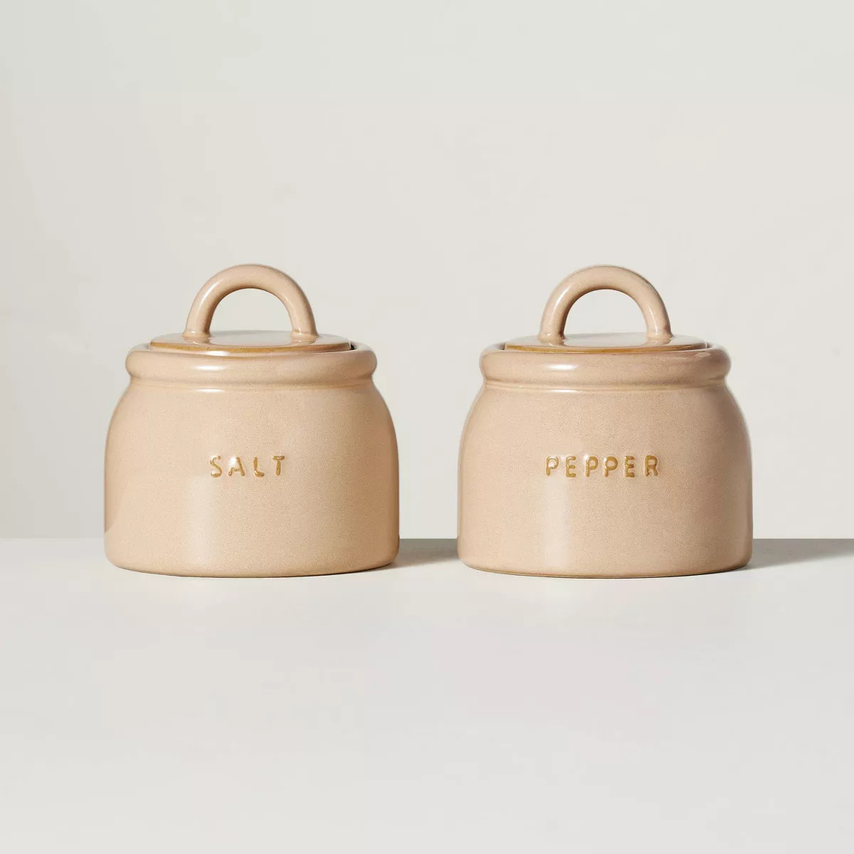 Salt and Pepper Stoneware Crocks Taupe (Set of 2) - Hearth & Hand™ with Magnolia | Target