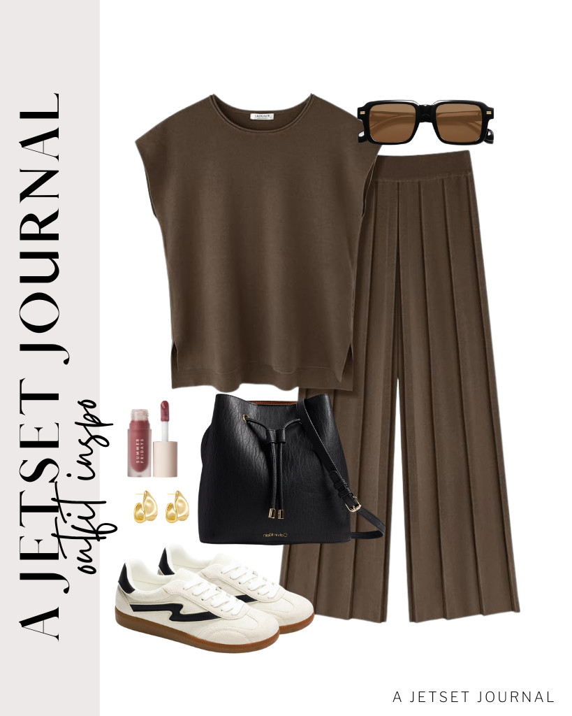 There’s a dark brown lounge set, too! Project Cloud sneakers and a Calvin Klein shoulder bag complement this fit. You can style it with SOJOS polarized sunglasses and these trendy Amicon chunky stud earrings.

#LTKSeasonal #LTKSaleAlert #LTKTravel
 

 