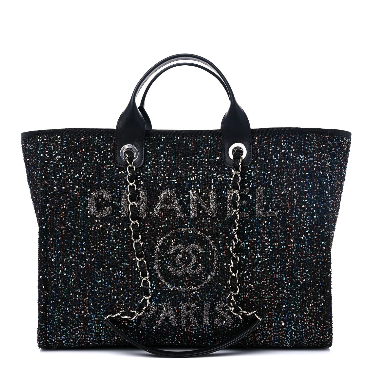 Viscose Sequins Medium Deauville Tote Black | FASHIONPHILE (US)