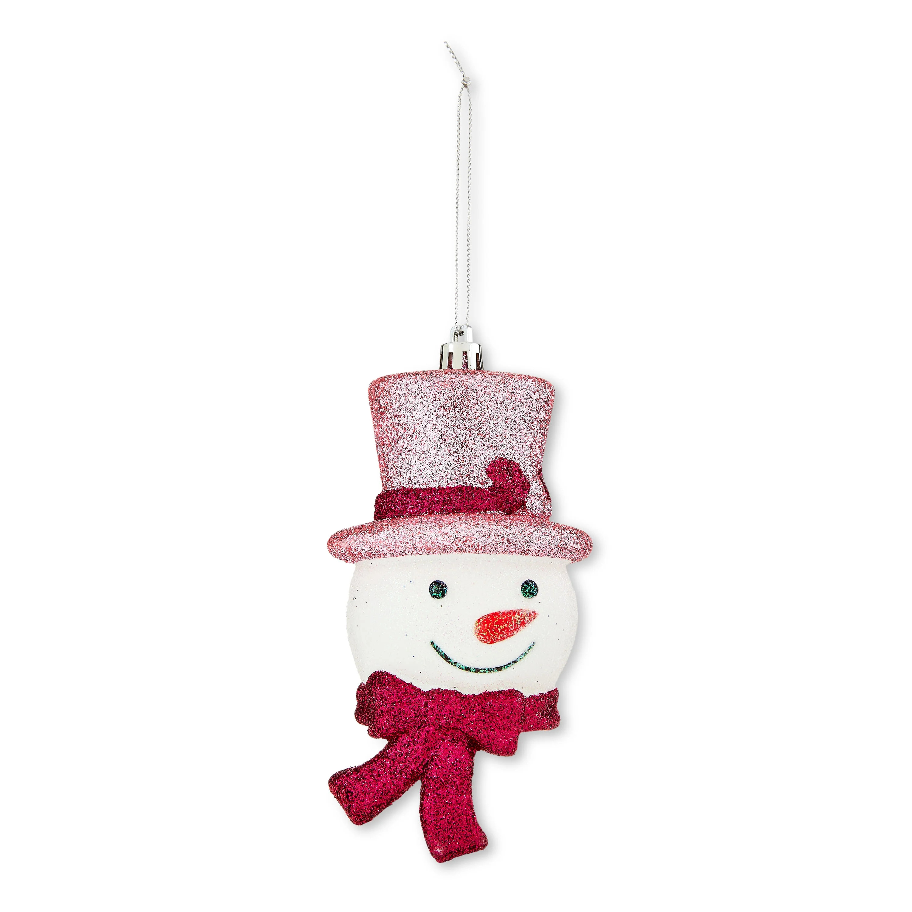 Pink and White Top Hat Snowman Head Decorative Ornament, 4.9 in, by Holiday Time - Walmart.com | Walmart (US)