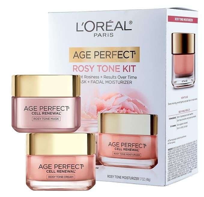 L'Oreal Paris Skin Care Giftable Kit with Age Perfect Favorites Rosy Tone Face Moisturizer & Face... | Amazon (US)
