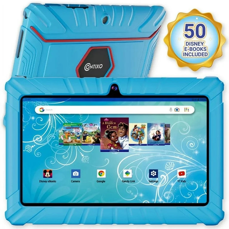 Contixo 7" Kids Tablet 32GB, 50+ Disney Storybooks, Kid-Proof Case (2023 Model) - Blue | Walmart (US)