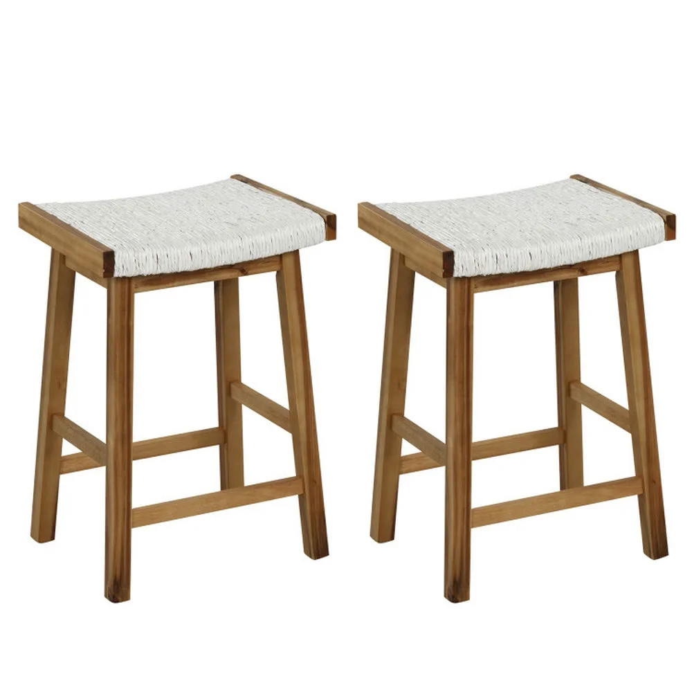 Resenkos Set of 2 25.5 Inch Dining Bar Stool with Seaweed Woven Seat, Bar Height Stools, Bar Stoo... | Walmart (US)