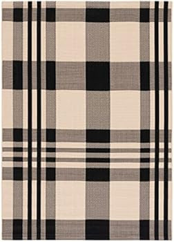 SAFAVIEH Courtyard Collection 5'3" x 7'7" Black/Bone CY6201 Plaid Indoor/ Outdoor--Waterproof Eas... | Amazon (US)