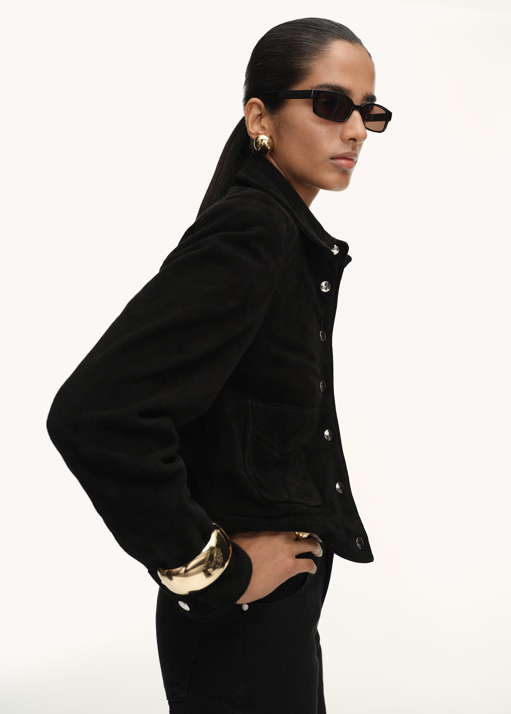 Suede leather jacket with buttons | MANGO (UK)