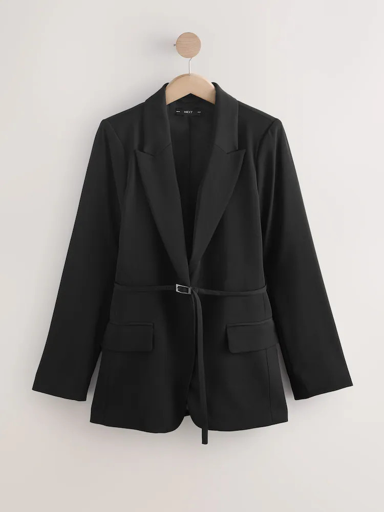 Black Single Breasted Skinny Belt Blazer | Next US