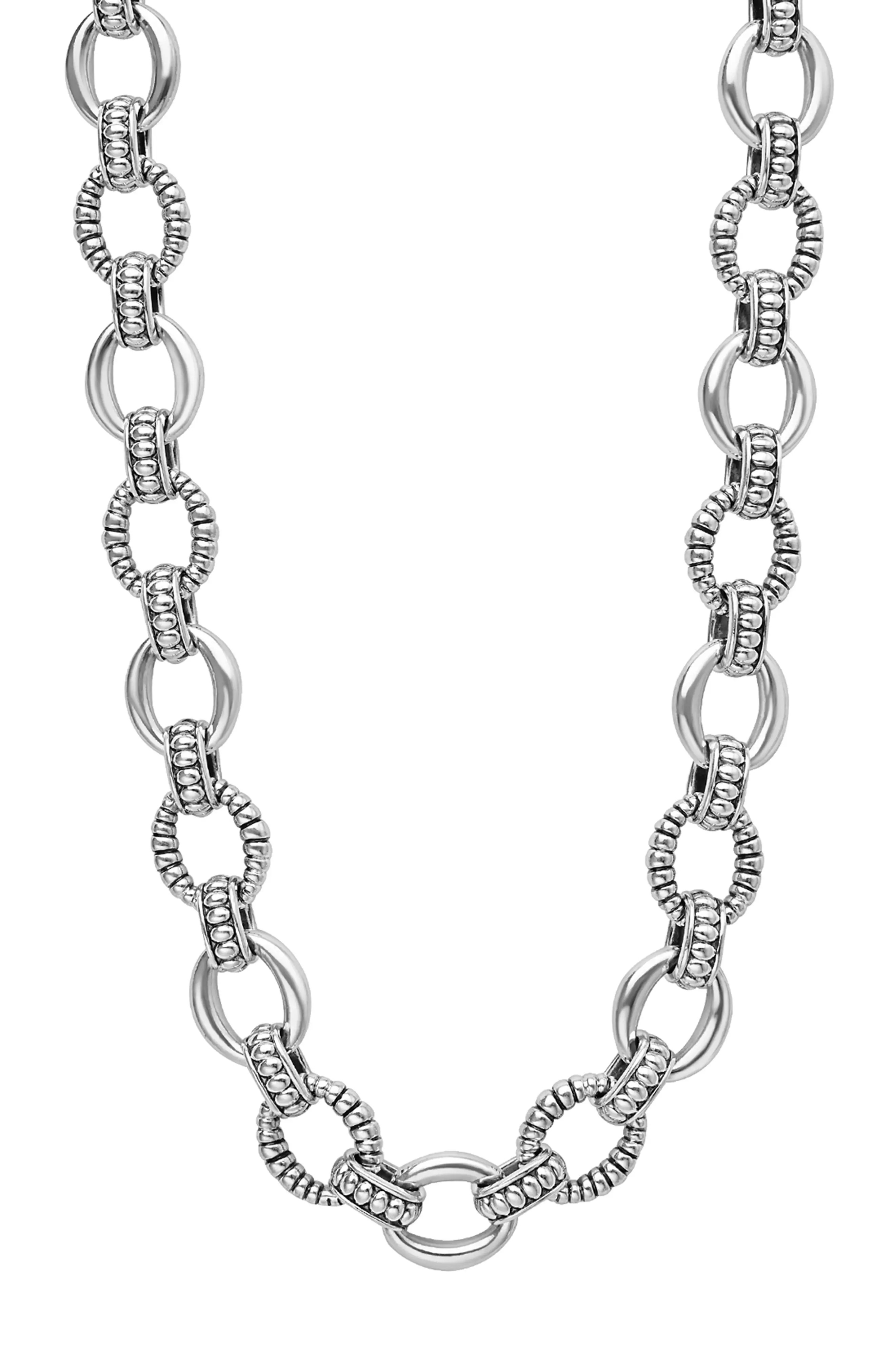 LAGOS Signature Caviar Sterling Silver Fluted Oval Link Necklace (Women) | Nordstrom | Nordstrom